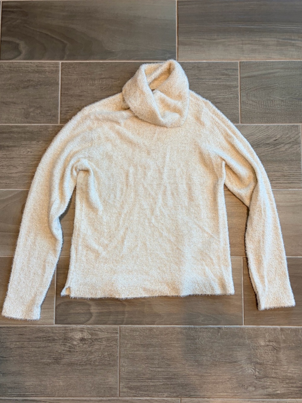 Chico's Cream and Gold Cozy Turtleneck Sweater